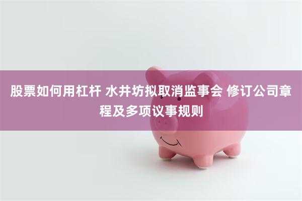 股票如何用杠杆 水井坊拟取消监事会 修订公司章程及多项议事规则