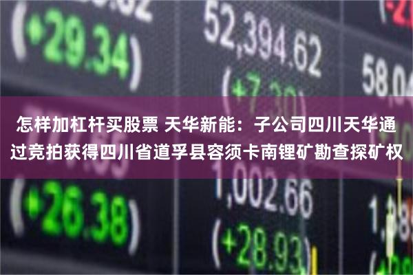 怎样加杠杆买股票 天华新能：子公司四川天华通过竞拍获得四川省道孚县容须卡南锂矿勘查探矿权