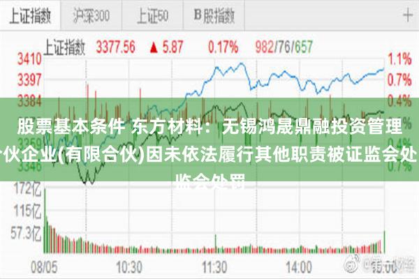 股票基本条件 东方材料：无锡鸿晟鼎融投资管理合伙企业(有限合伙)因未依法履行其他职责被证监会处罚