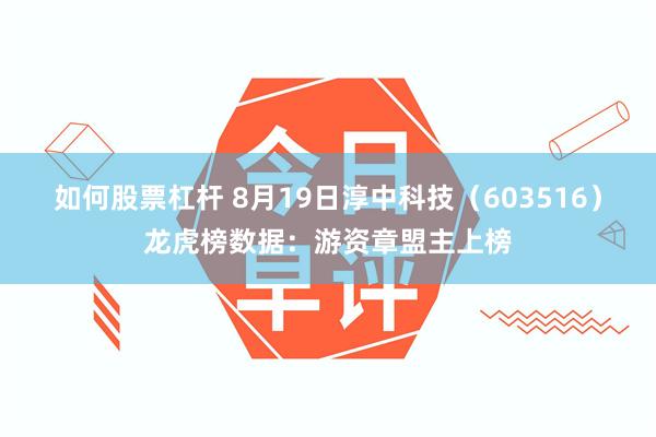 如何股票杠杆 8月19日淳中科技（603516）龙虎榜数据：游资章盟主上榜