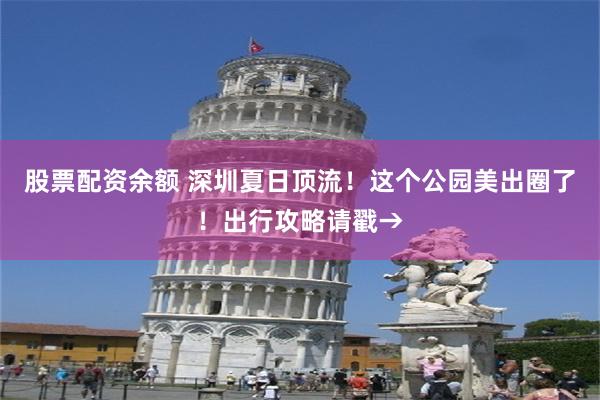股票配资余额 深圳夏日顶流!这个公园美出圈了!出行攻略请戳→