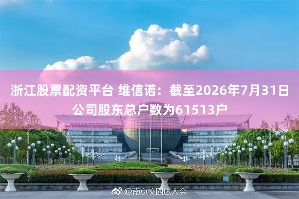 浙江股票配资平台 维信诺：截至2026年7月31日公司股东总户数为61513户
