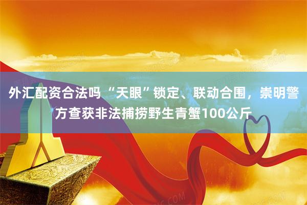 外汇配资合法吗 “天眼”锁定、联动合围，崇明警方查获非法捕捞野生青蟹100公斤