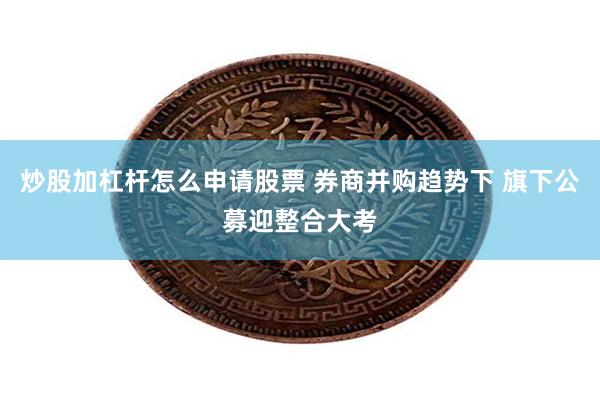 炒股加杠杆怎么申请股票 券商并购趋势下 旗下公募迎整合大考