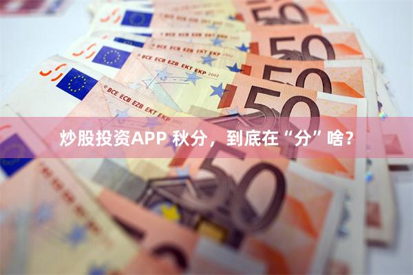 炒股投资APP 秋分，到底在“分”啥？