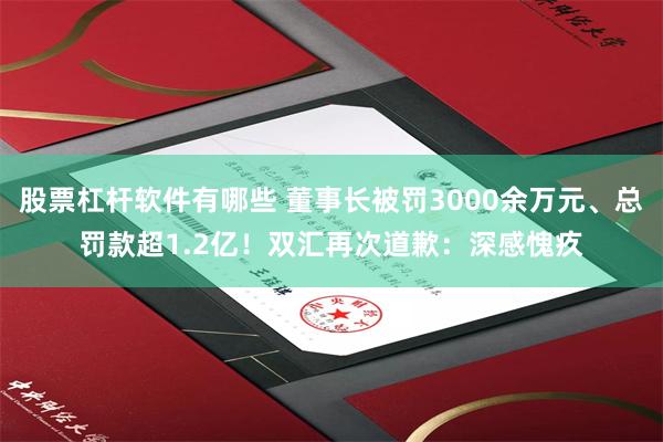 股票杠杆软件有哪些 董事长被罚3000余万元、总罚款超1.2亿!双汇再次道歉:深感愧疚
